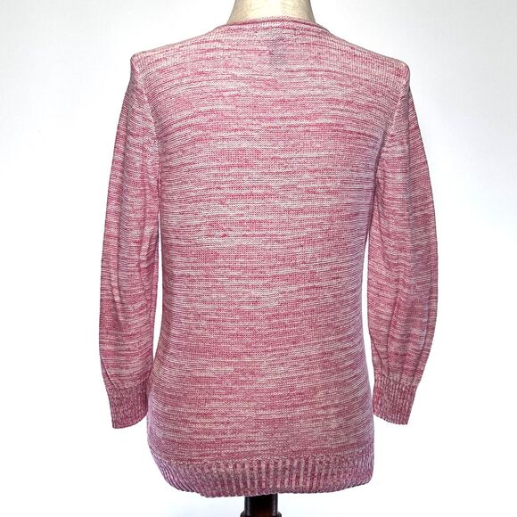 Chaps Women's Heathered Pink Pullover Sweater w/ Pockets - Picture 8 of 9